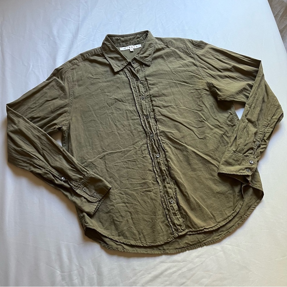 XIRENA olive army green cotton‎ button up long sleeve shirt